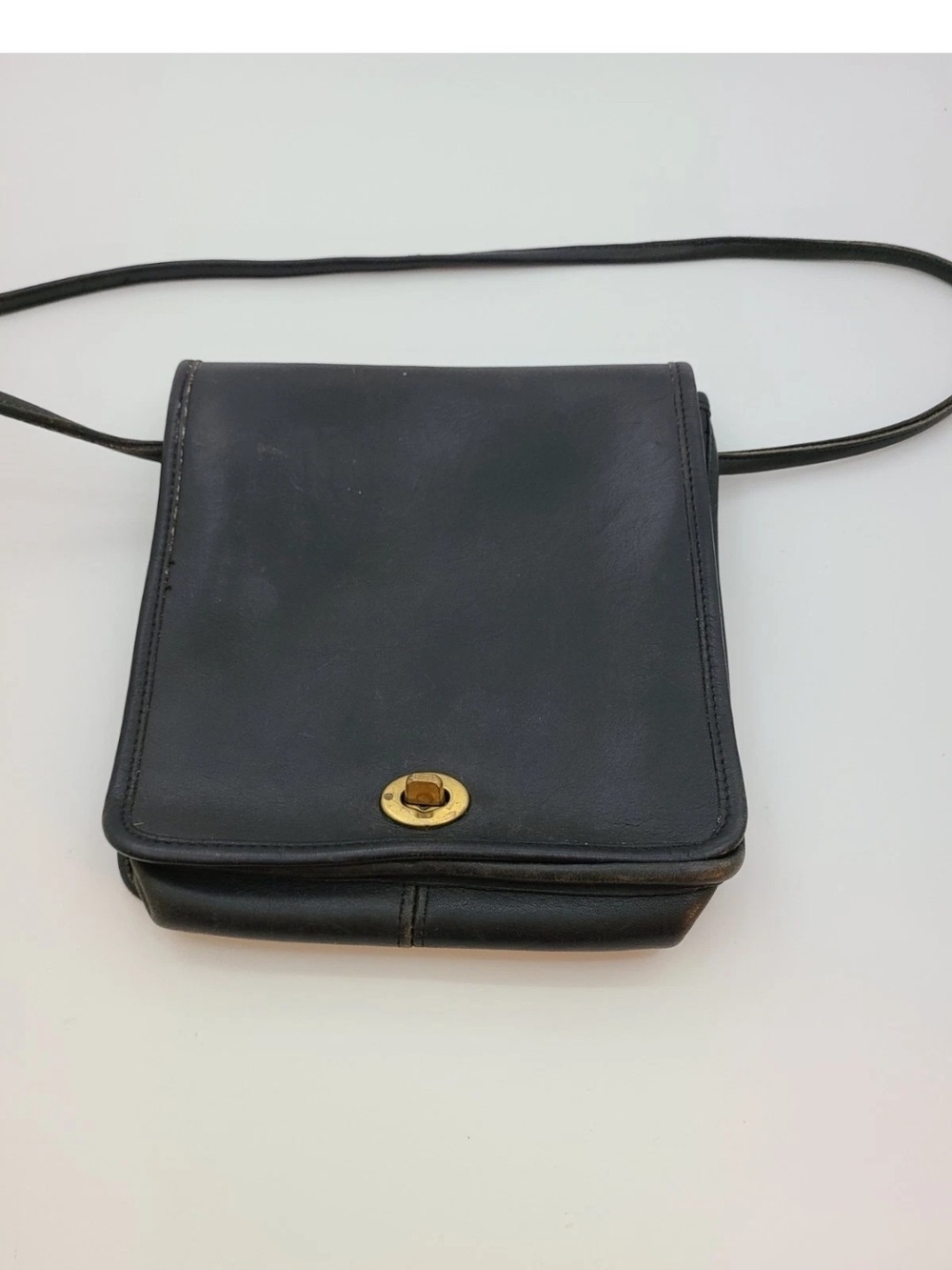 Vintage Coach Compact Pouch Black Leather
